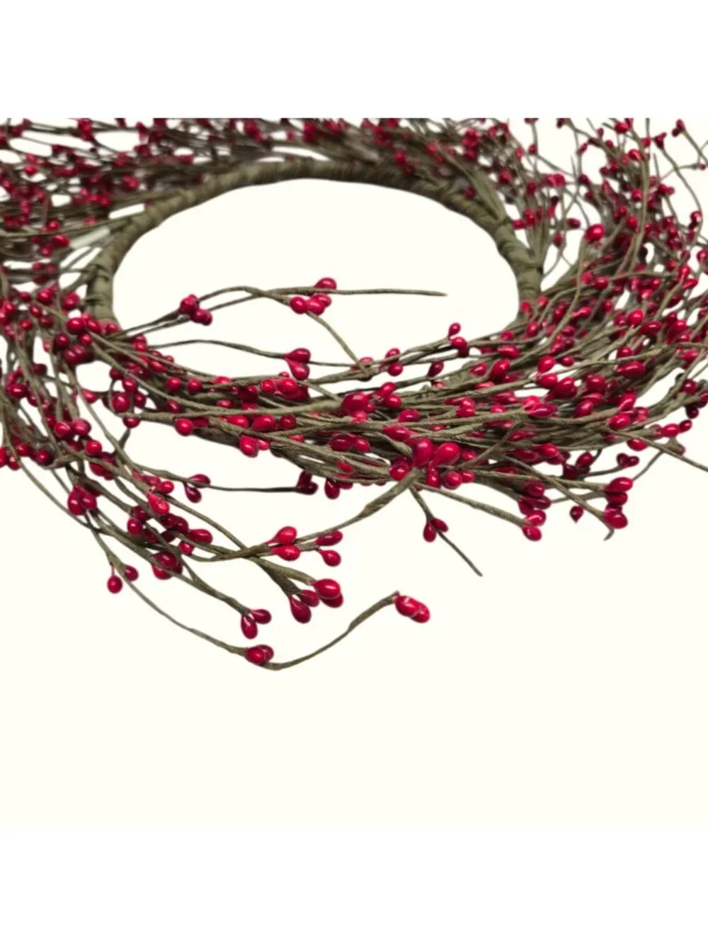Red Pip Berry Wreath Candle Ring Rustic Christmas Decor 13